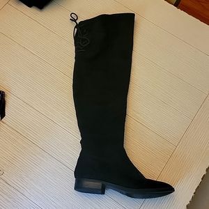 Lace-back knee high boots